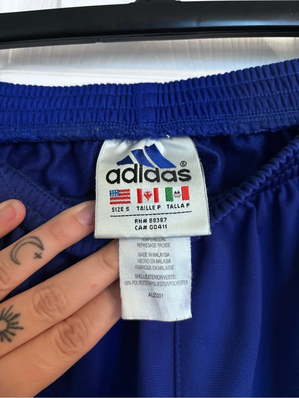 adidas Blue Athletic Track Pants with White Logo